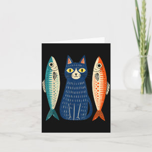 Funny cat with sardines cute fish lover sardines card