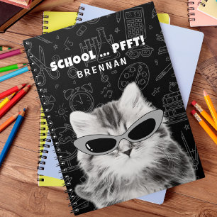 Funny Cat with Sunglasses Back to School Custom Notebook
