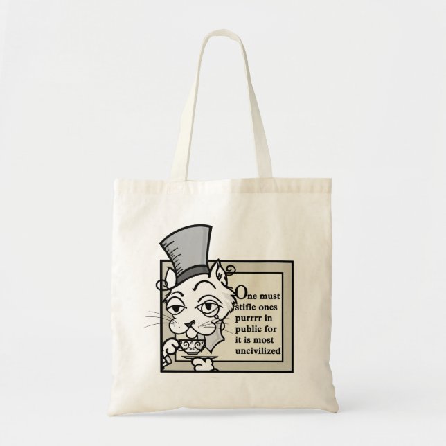 FUNNY CAT WITH TOP HAT BUDGET TOTE BAG (Front)