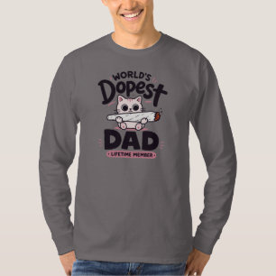 Funny Cat Worlds Dopest Dad Cigar Typography T-Shirt