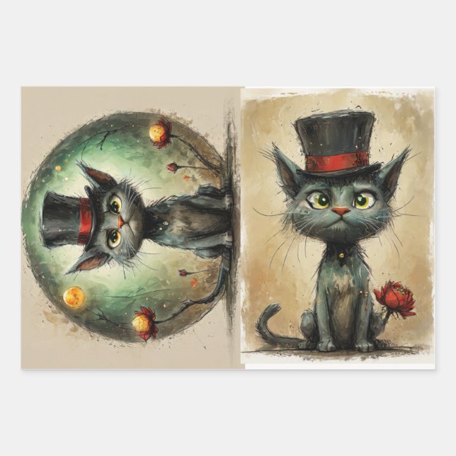 Funny Cat Wrapping Paper Sheet (Front)