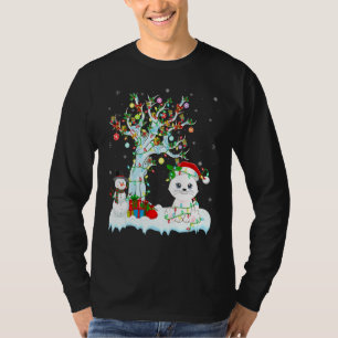 Funny Cat Xmas Tree Lighting Santa Hat Cat Christm T-Shirt