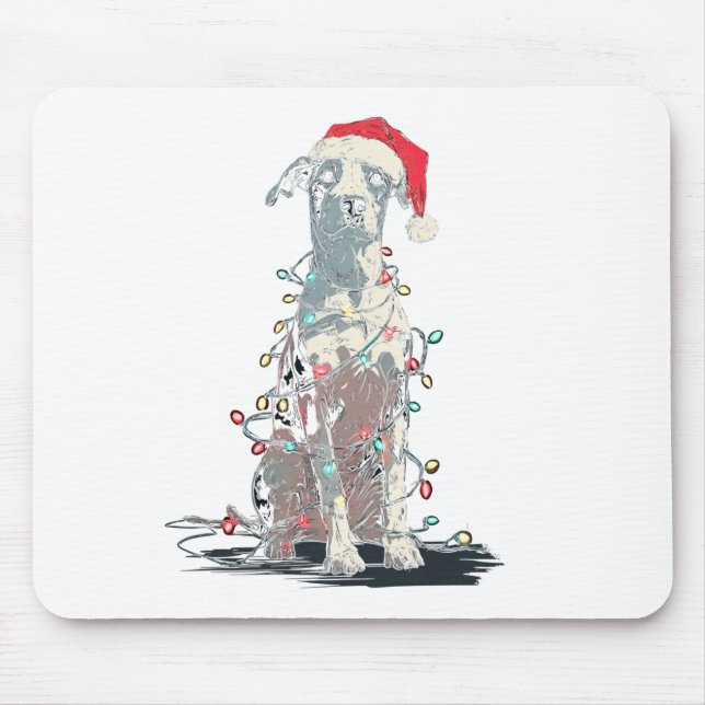 Funny Catahoula Leopard Dog Christmas Graphics Lig Mouse Pad (Front)