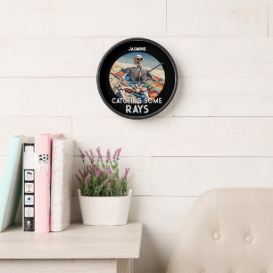 Funny Catching Some Rays Skeleton  T-Shirt Clock