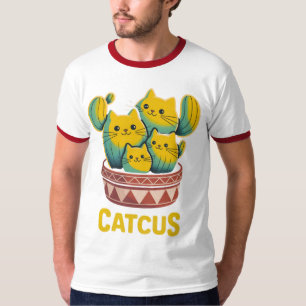 Funny Catcus Cat Cactus Pun Men's Ringer T-Shirt