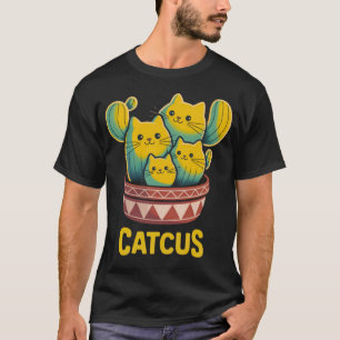 Funny Catcus Pun - Vibrant Cat Cactus Black T-Shir T-Shirt