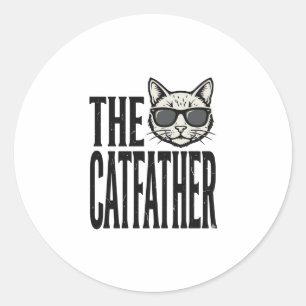 Funny Catfather Vintage Cat Quote Graphic Shirt_1 Classic Round Sticker