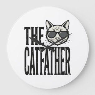 Funny Catfather Vintage Cat Quote Graphic Shirt_1 Large Clock