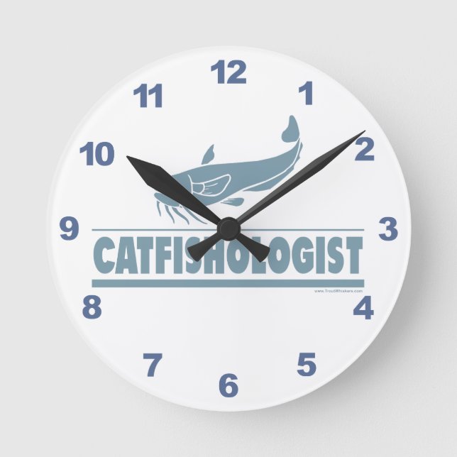 Funny Catfish Fishing Round Clock (Front)
