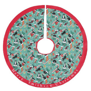 Funny Cats and Christmas Stockings Brushed Polyester Tree Skirt