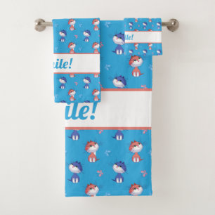 Funny Cats and Cute Butterflies Pattern Bath Towel Set