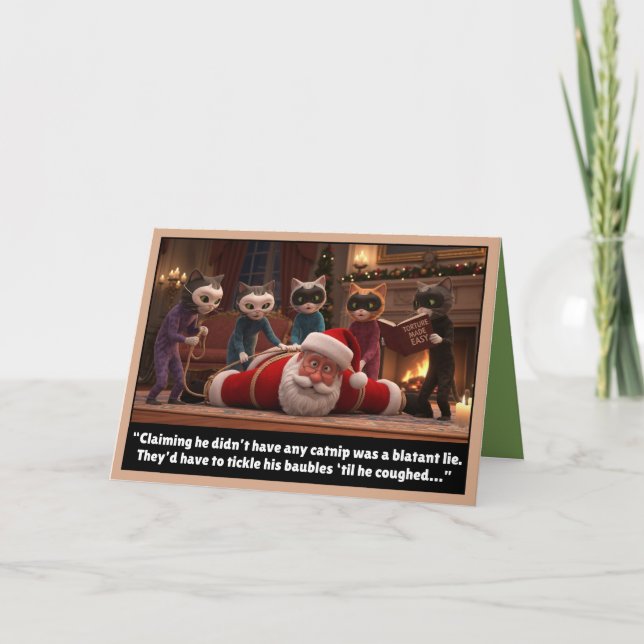 Funny cats and Santa Card (Front)