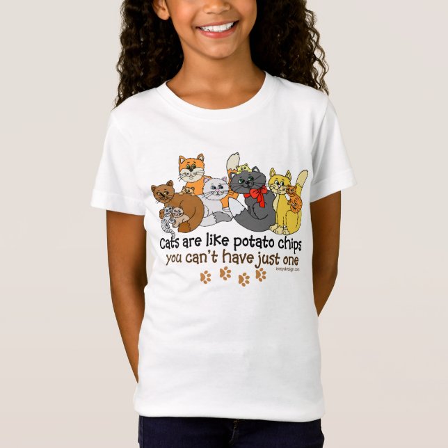 Funny Cats are like potato chips T-Shirt (Front)