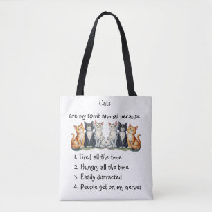 Funny Cats are Spirit Animal Humour Cute Tote Bag