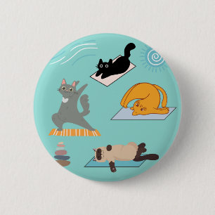 Funny Cats At Yoga 6 Cm Round Badge