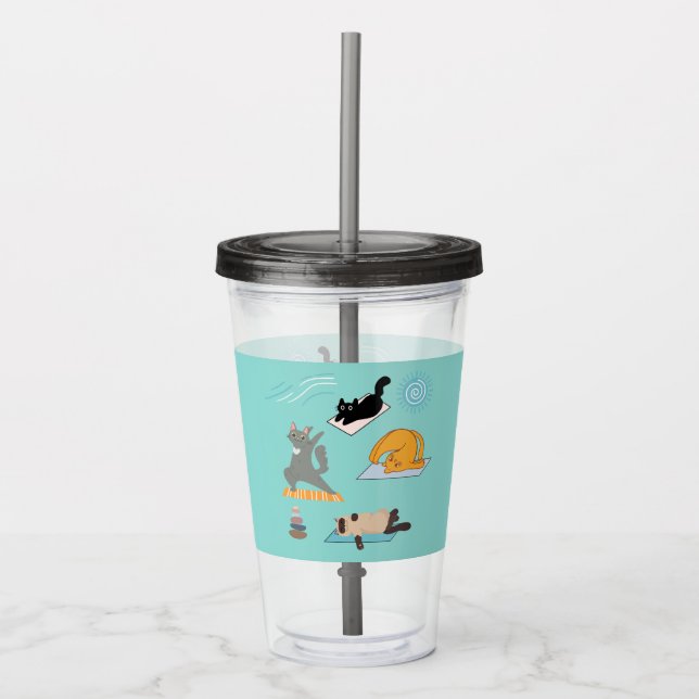 Funny Cats At Yoga Acrylic Tumbler (Front)