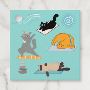 Funny Cats At Yoga Birthday Gift Favour Tags