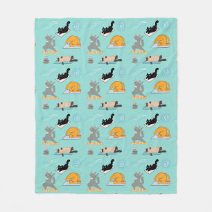 Funny Cats At Yoga Fleece Blanket
