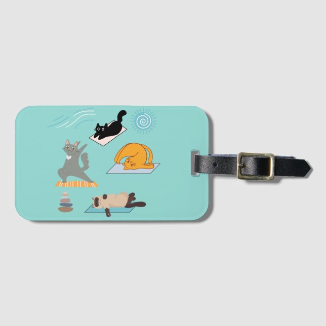 Funny Cats At Yoga Luggage Tag (Front Horizontal)