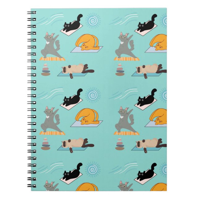 Funny Cats At Yoga Notebook (Front)