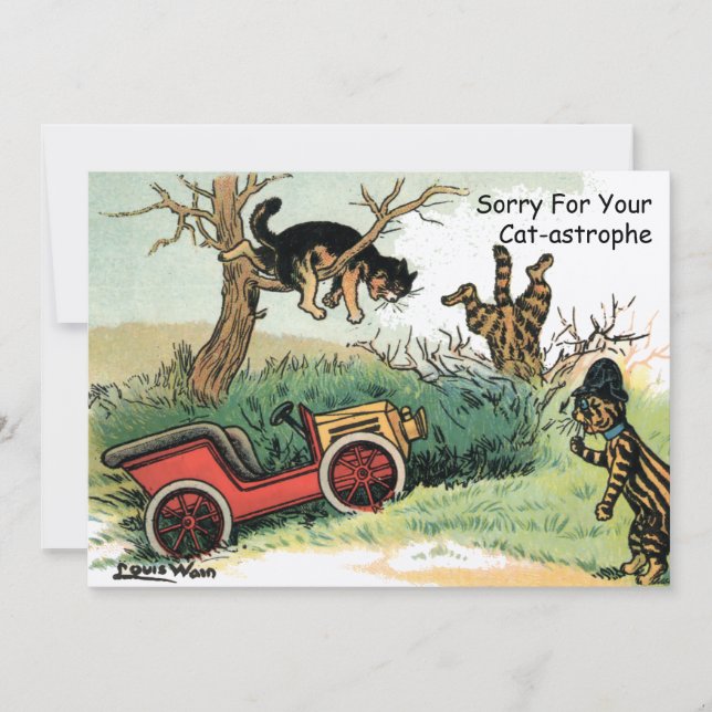 Funny Cats by Louis Wain Get Well Card Template (Front)
