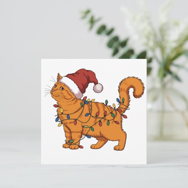 Funny Cats Christmas Orange Cat Mom Pet Lover Xmas Holiday Card (Standing Front)