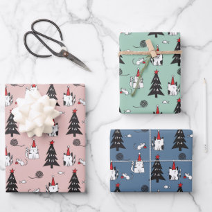 Funny Cats Christmas Wrapping Paper Sheet