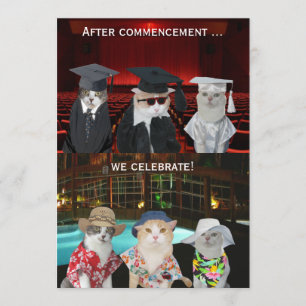 Funny Cats Customisable Graduation Party Invite