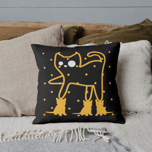 Funny Cats Cute Gold Black Personalised Cushion
