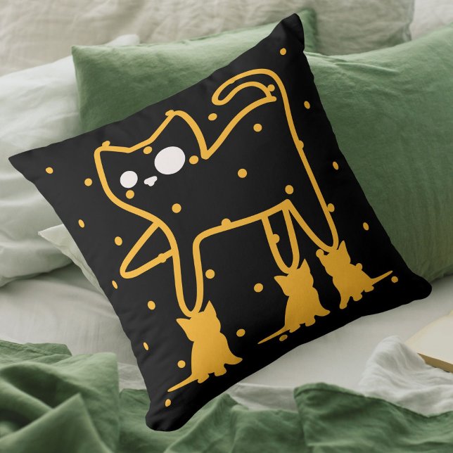 Funny Cats Cute Gold Black Personalised Cushion (Creator Uploaded)