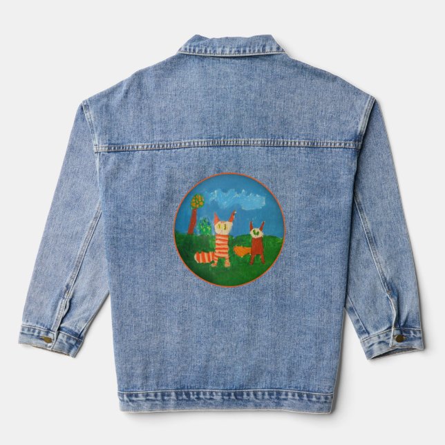 Funny Cats Denim Jacket (Back)
