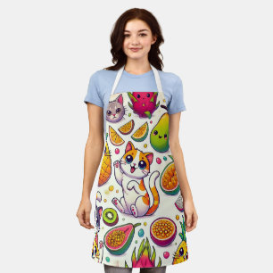 Funny Cats & Exotic Fruits Apron – Cute & Colourfu