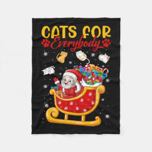 Funny Cats For Everybody Santa Sleigh Merry Christ Fleece Blanket
