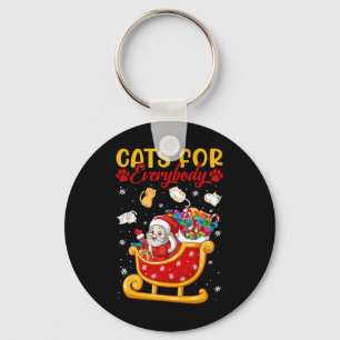 Funny Cats For Everybody Santa Sleigh Merry Christ Key Ring