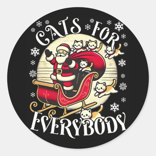Funny Cats For Everybody Ugly Christmas Funny Xmas Classic Round Sticker (Front)