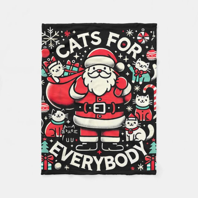 Funny Cats For Everybody Ugly Christmas Funny Xmas Fleece Blanket (Front)