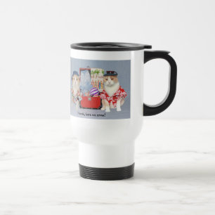 Funny Cats Going to Hawaii Travel Mug