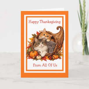 Funny Cats Happy Thanksgiving From All Of Us Card