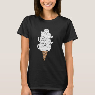 Funny Cats Ice Cream Kitten Joke Cat Humour Kitty  T-Shirt