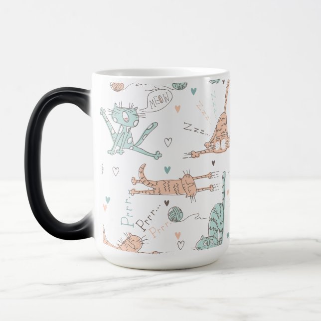 Funny Cats in a Cute Style Magic Mug (Left)