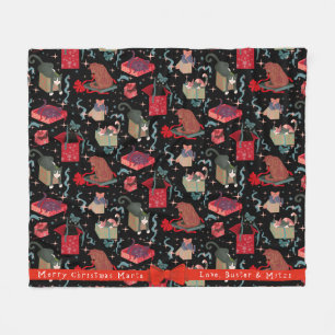 Funny Cats In Christmas Boxes Personalised   Fleece Blanket