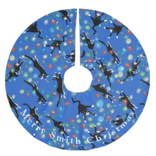 Funny cats in Christmas lights “family” Christmas Brushed Polyester Tree Skirt
