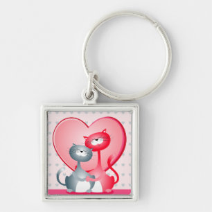 Funny cats in love, keychain