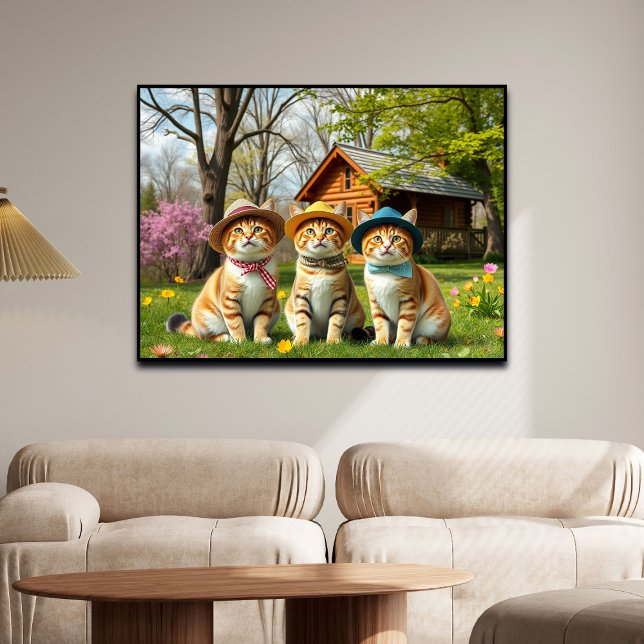 Funny Cats in Preppy Spring Attire and Hats   Poster (Creator Uploaded)