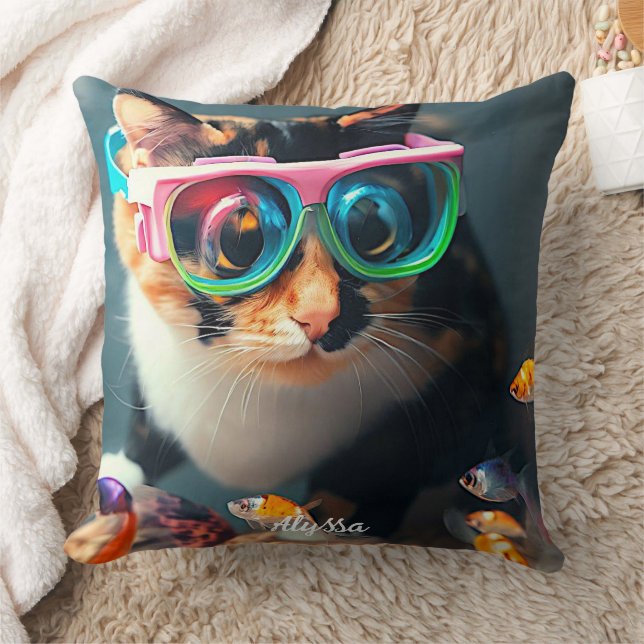 Funny Cat's in the Aquarium Cushion (Blanket)