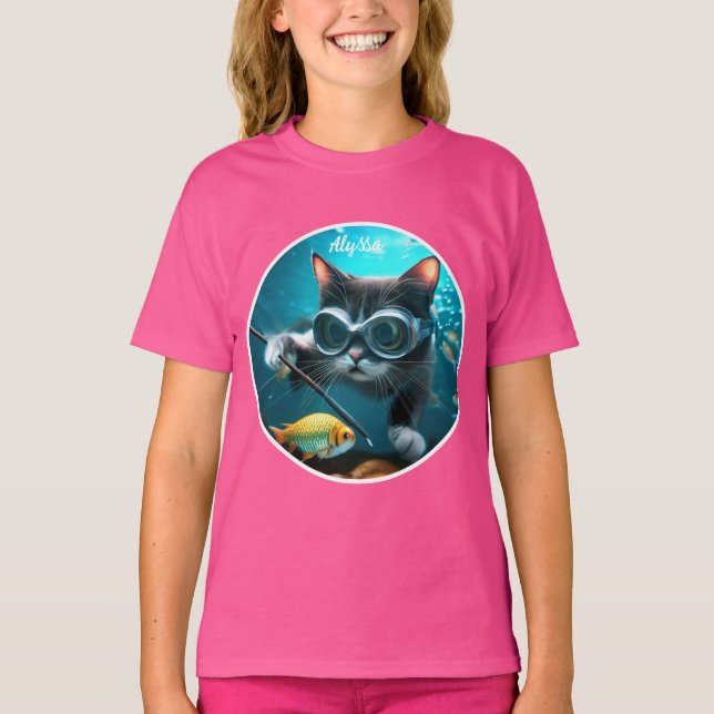 Funny Cat's in the Aquarium T-Shirt (Front)