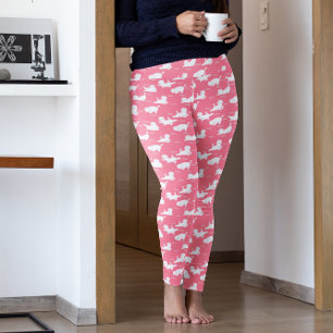 Funny Cats In Yoga Poses Positions Pattern Pink  Leggings