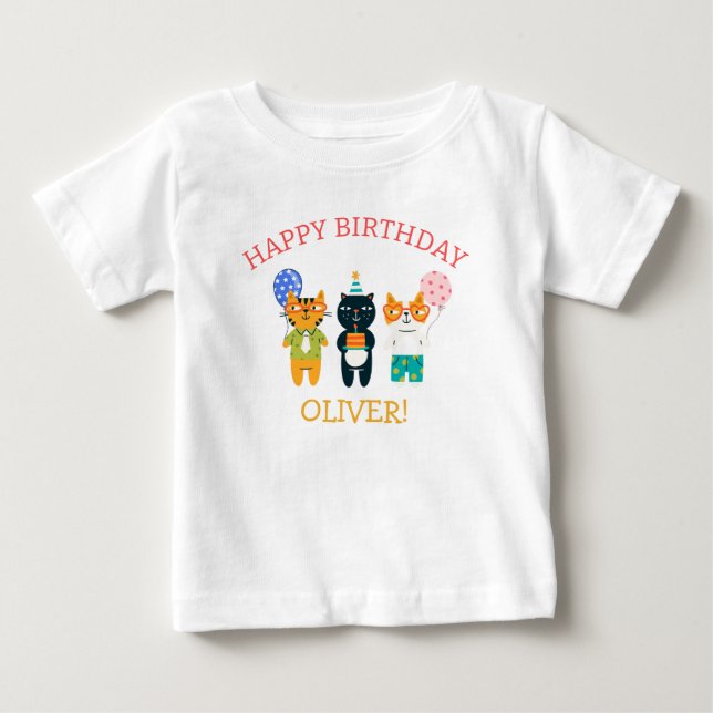 Funny Cats Kitty Birthday Guest of Honour T-Shirt (Front)