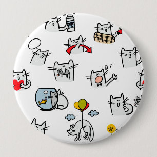 Funny cats, milk and magic. 10 cm round badge