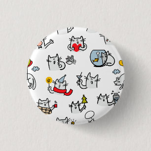 Funny cats, milk and magic. 3 cm round badge